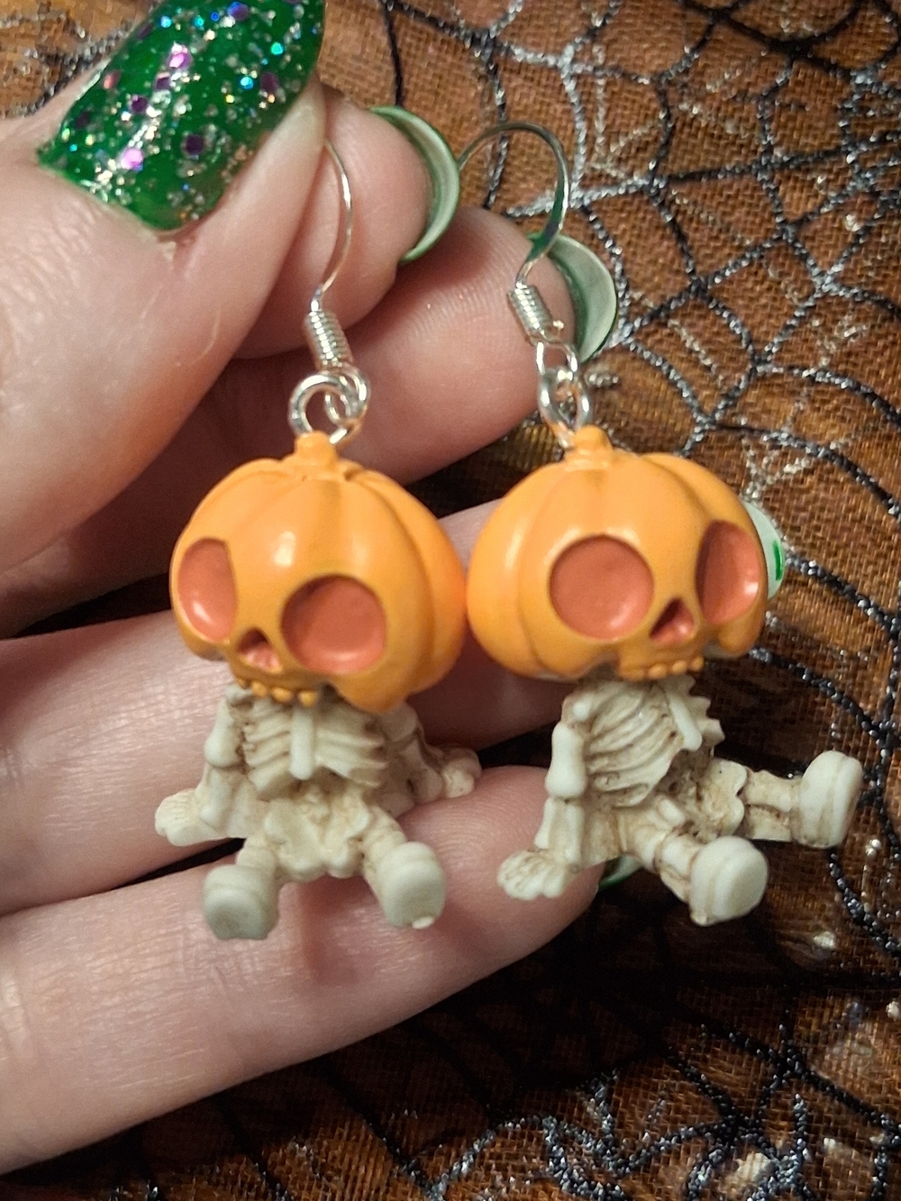 Pumpkin Skeleton Earrings